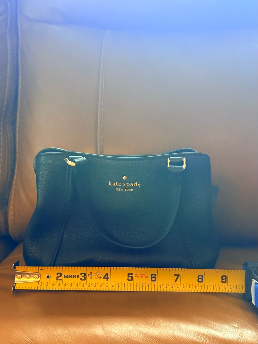 kate spade MINI Black Pebble Leather Satchel with Gold Accents - Picture 8 of 9